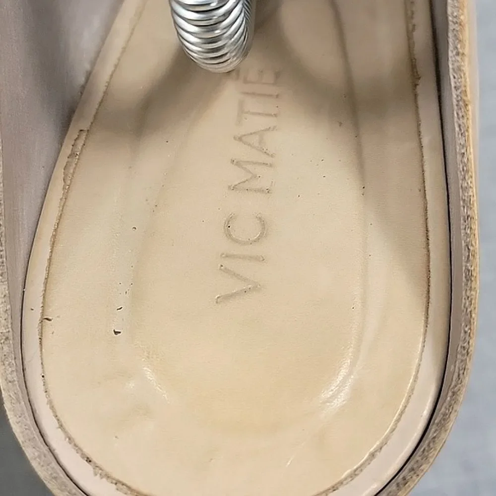 Vic Matie Italy Cream leather studded wedge sandals Slip-On - Women's SZ 37